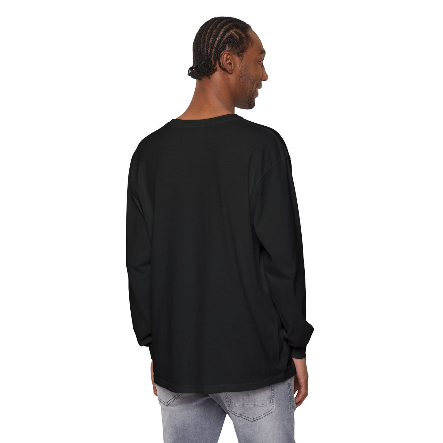 Caffeine Chaos & Cuddles Long Sleeve Tshirt – Cozy Mom or Dad Crewneck – Unisex Garment-Dyed Pullover