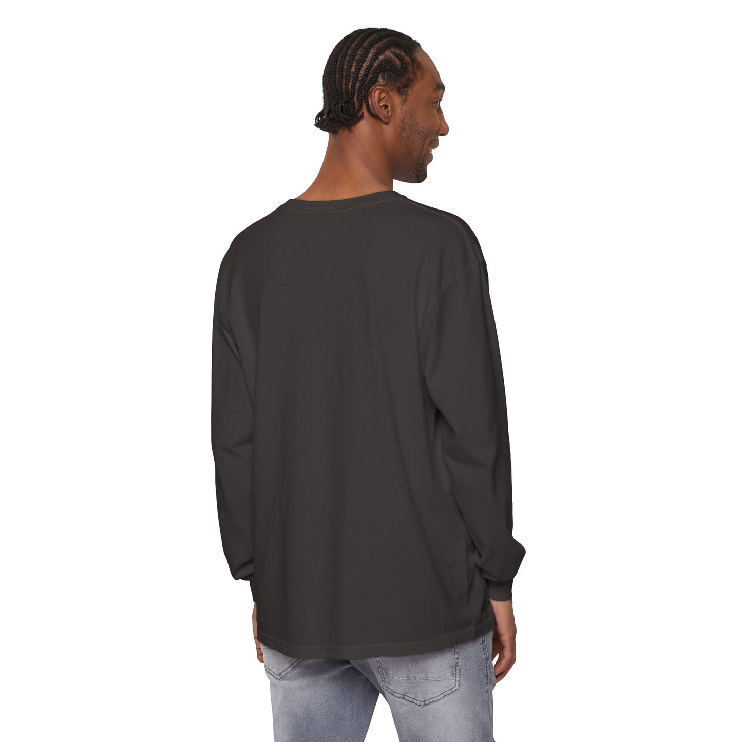Caffeine Chaos & Cuddles Long Sleeve Tshirt – Cozy Mom or Dad Crewneck – Unisex Garment-Dyed Pullover