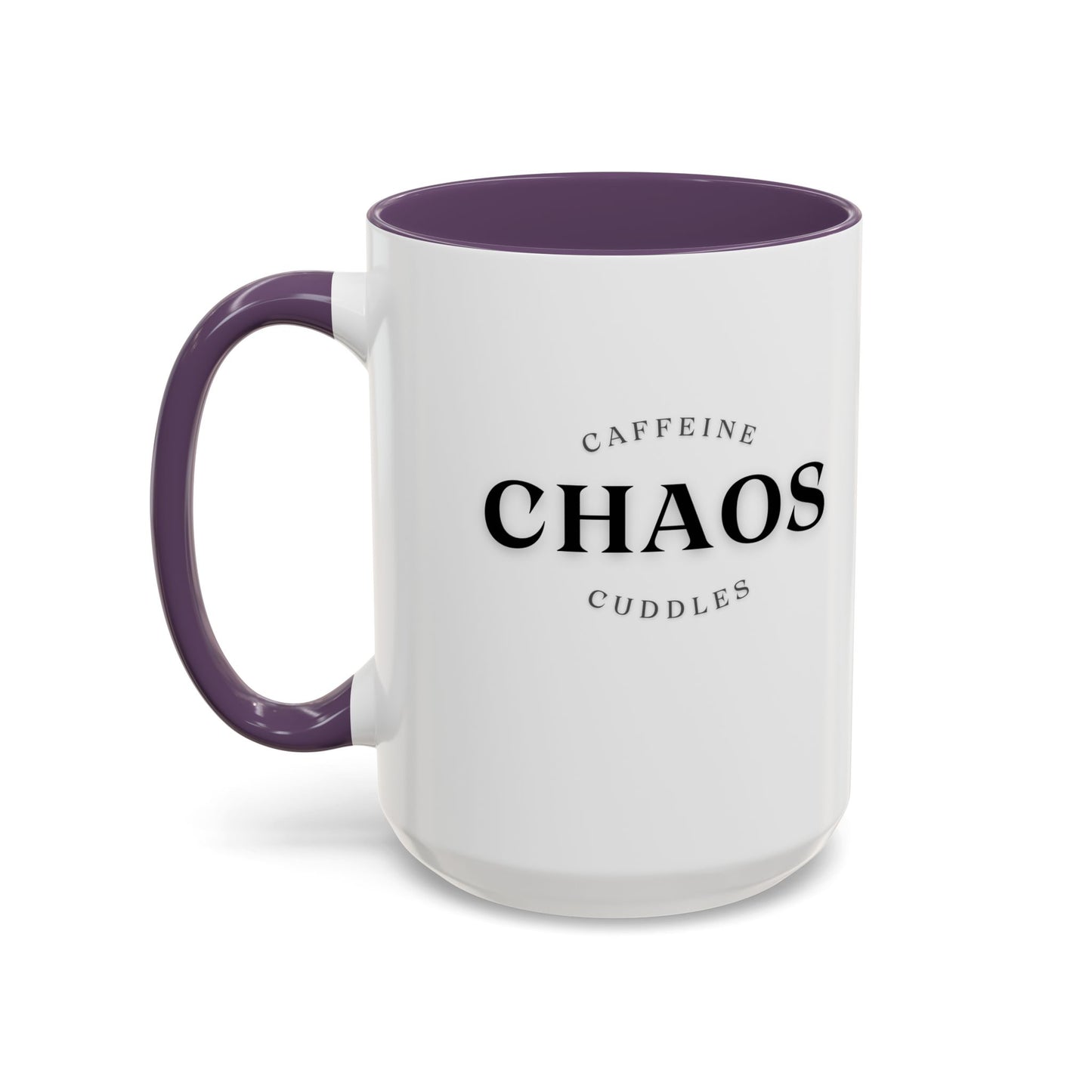 Caffeine, Chaos & Cuddles Mug – Funny Mom Coffee Gift for New Moms, Parents & Caregivers | Personalized Accent Mug