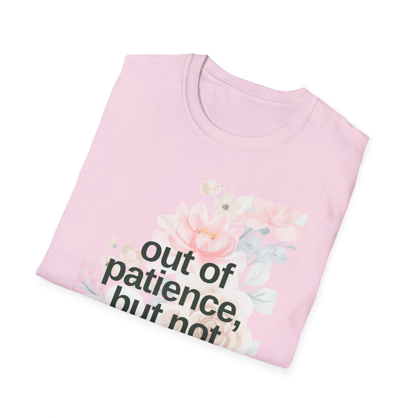 Floral Mom Quote T-Shirt - 'Out of Patience, But Not Snacks'