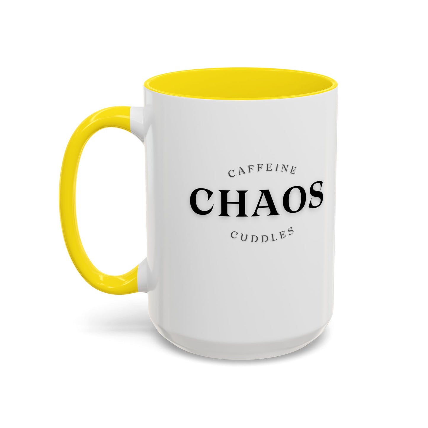 Caffeine, Chaos & Cuddles Mug – Funny Mom Coffee Gift for New Moms, Parents & Caregivers | Personalized Accent Mug
