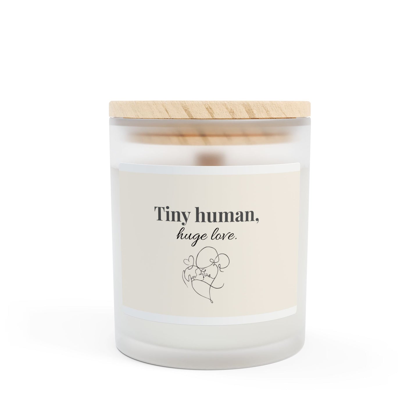Tiny Human, Huge Love – New Mom Candle | 11oz Frosted Glass Gift for Mother’s Day, Baby Shower or Postpartum Care