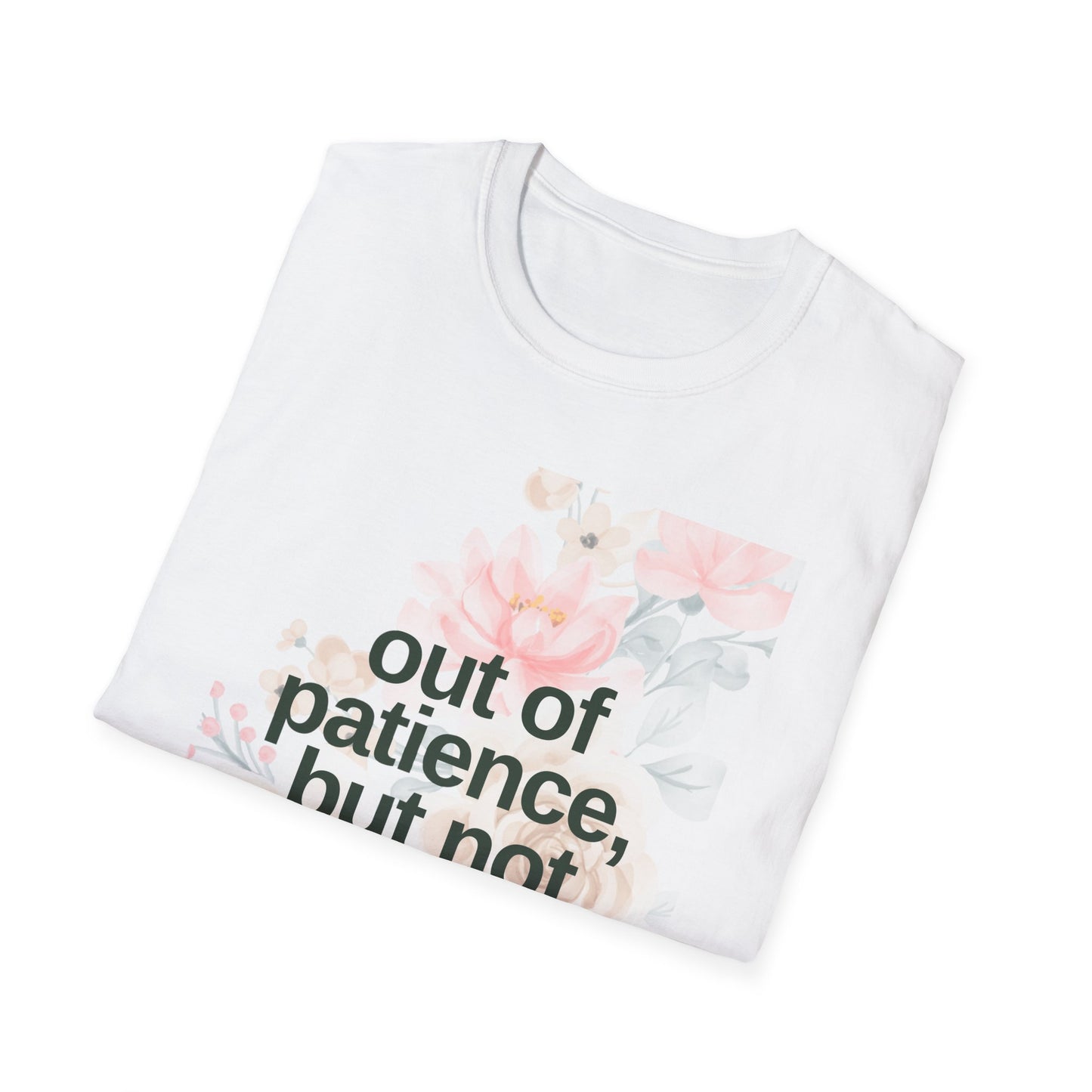 Floral Mom Quote T-Shirt - 'Out of Patience, But Not Snacks'