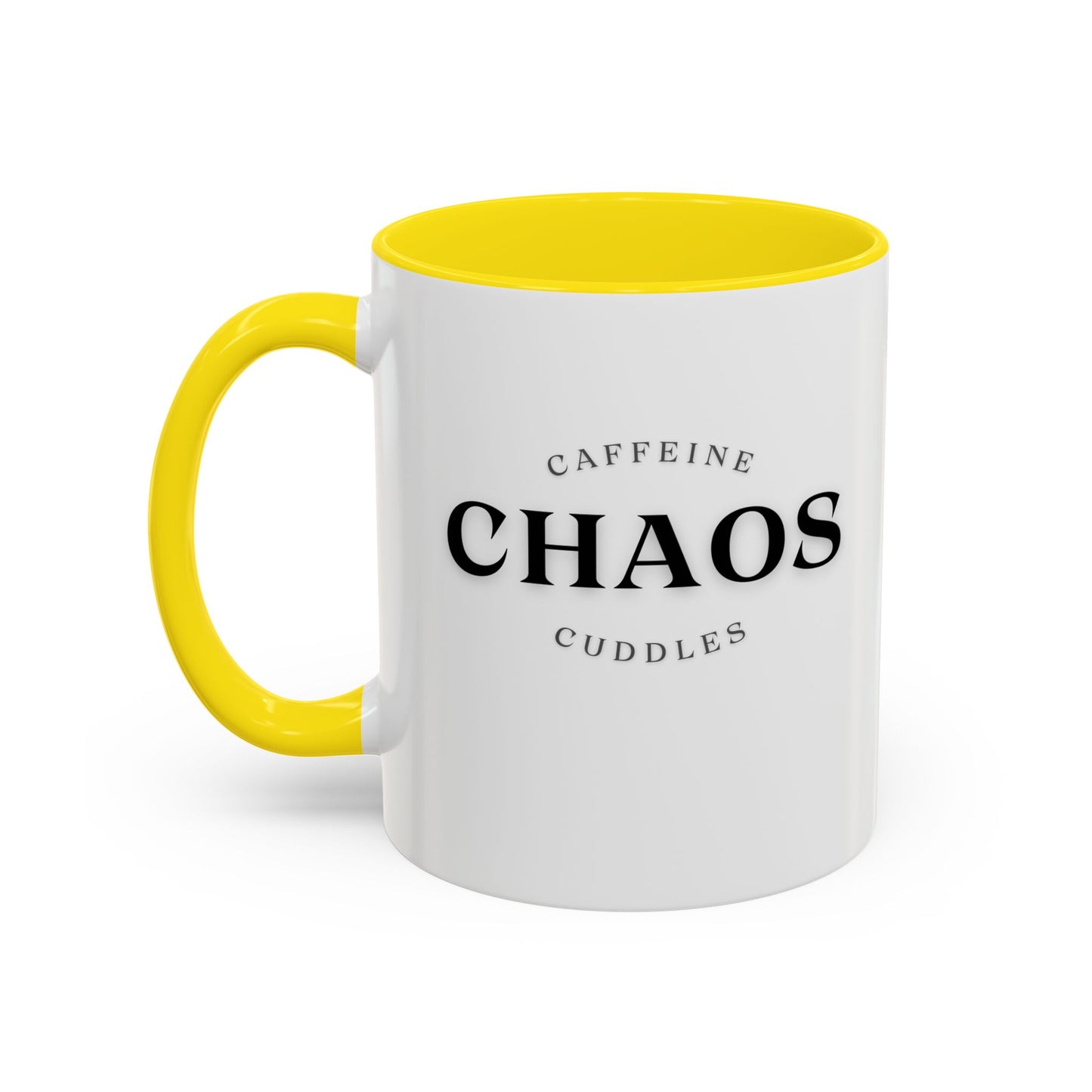 Caffeine, Chaos & Cuddles Mug – Funny Mom Coffee Gift for New Moms, Parents & Caregivers | Personalized Accent Mug