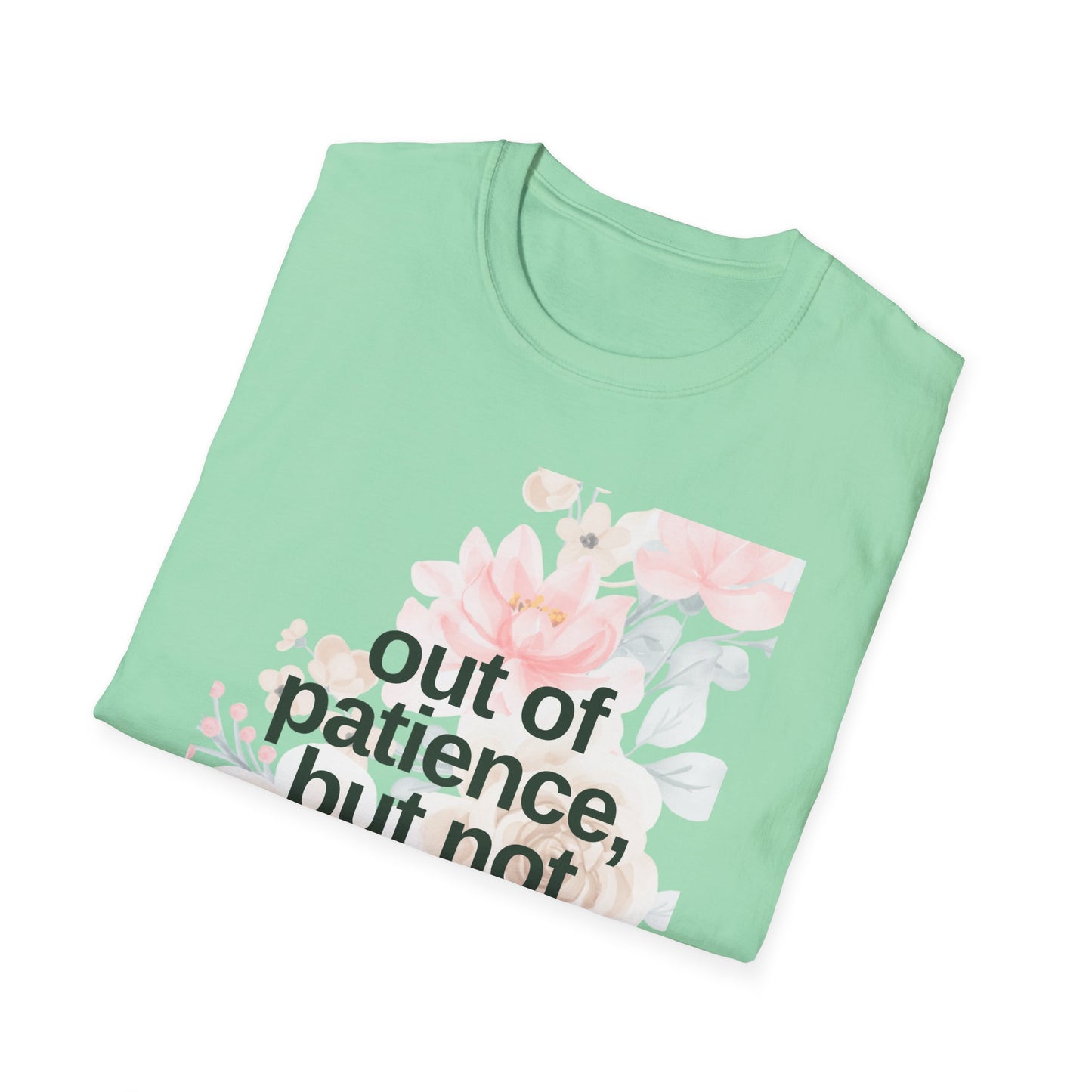 Floral Mom Quote T-Shirt - 'Out of Patience, But Not Snacks'