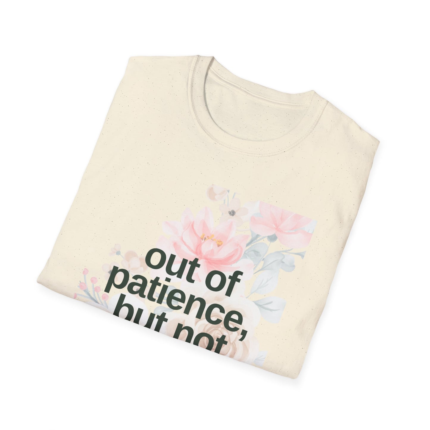 Floral Mom Quote T-Shirt - 'Out of Patience, But Not Snacks'